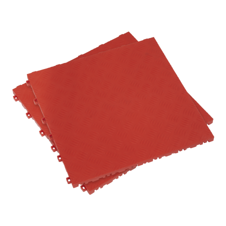 Polypropylene Floor Tile 400 x 400mm - Red Treadplate - Pack of 9