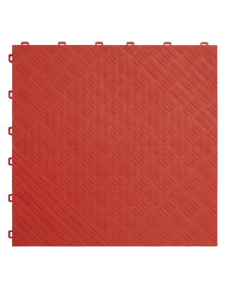 Polypropylene Floor Tile 400 x 400mm - Red Treadplate - Pack of 9