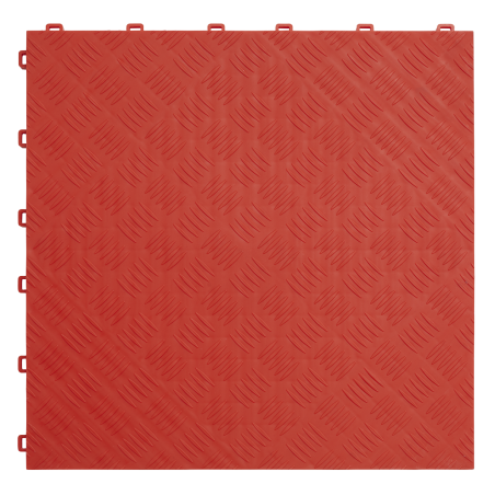 Polypropylene Floor Tile 400 x 400mm - Red Treadplate - Pack of 9