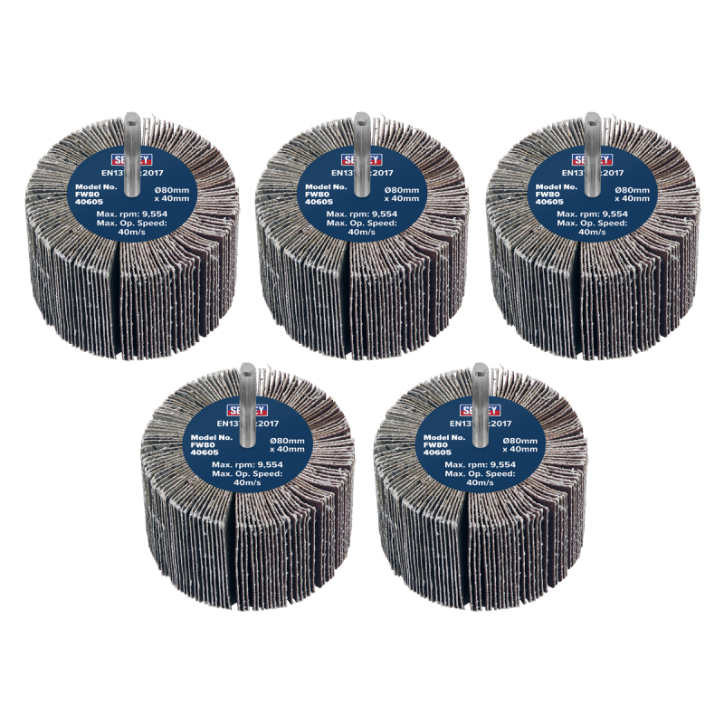 Abrasive Flap Wheel Ø80 x 40mm 60Grit Ø6mm Shaft - Pack of 5