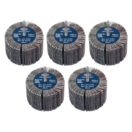 Abrasive Flap Wheel Ø80 x 40mm 60Grit Ø6mm Shaft - Pack of 5