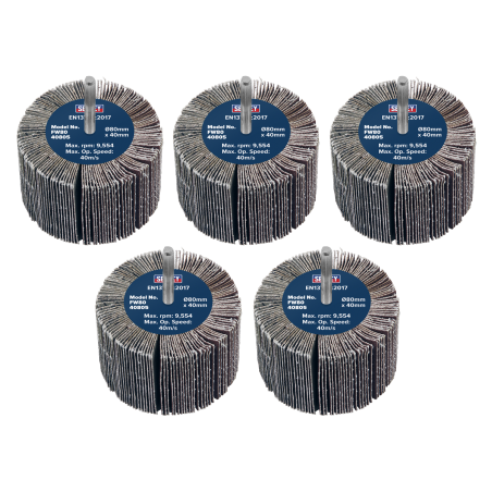 Abrasive Flap Wheel Ø80 x 40mm 80Grit Ø6mm Shaft - Pack of 5