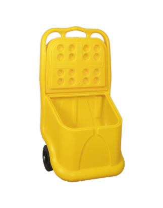 Chariot de stockage mobile pour grains/sel 75L