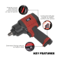 Generation Composite Twin Hammer Air Impact Wrench 1/2"Sq Drive