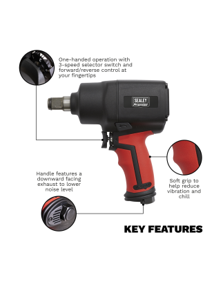 Generation Composite Twin Hammer Air Impact Wrench 3/4"Sq Drive