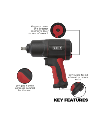 Generation Composite Twin Hammer Air Impact Wrench 1/2"Sq Drive