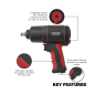 Generation Composite Twin Hammer Air Impact Wrench 1/2"Sq Drive