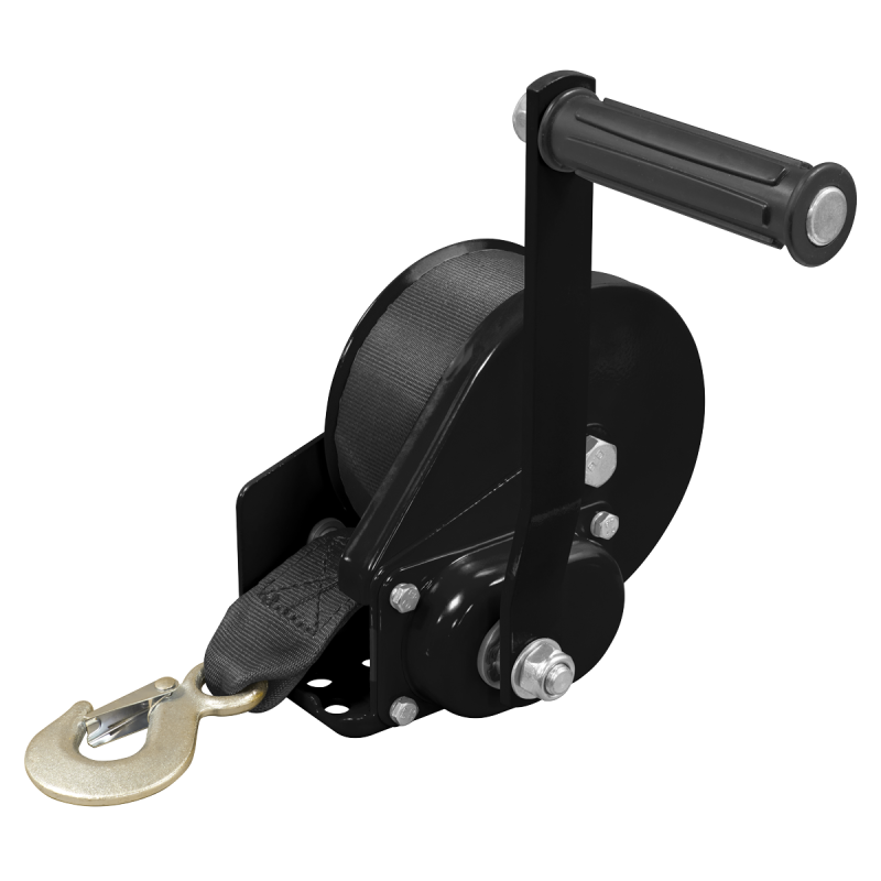 Geared Hand Winch with Brake & Webbing 540kg Capacity