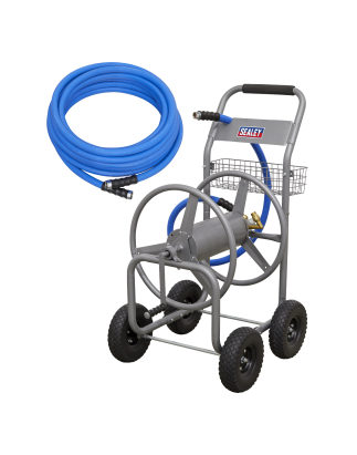 Heavy-Duty Hose Reel Cart with 15m Heavy-Duty Ø19mm Hot & Cold Rubber Water Hose