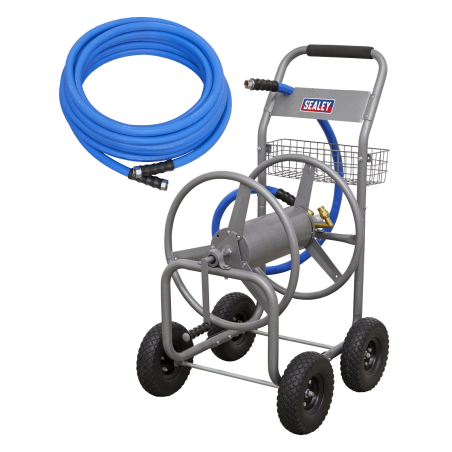 Heavy-Duty Hose Reel Cart with 30m Heavy-Duty Ø19mm Hot & Cold Rubber Water Hose