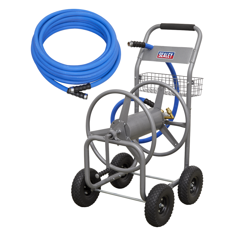 Heavy-Duty Hose Reel Cart with 5m Heavy-Duty Ø19mm Hot & Cold Rubber Water Hose