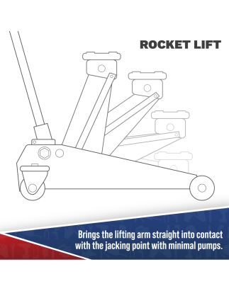 Viking Low Profile Professional Long Reach Trolley Jack with Rocket Lift 2 Tonne