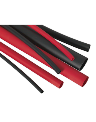 Assortiment de gaines thermorétractables 72 pièces doublées d'adhésif noir et rouge 200 mm