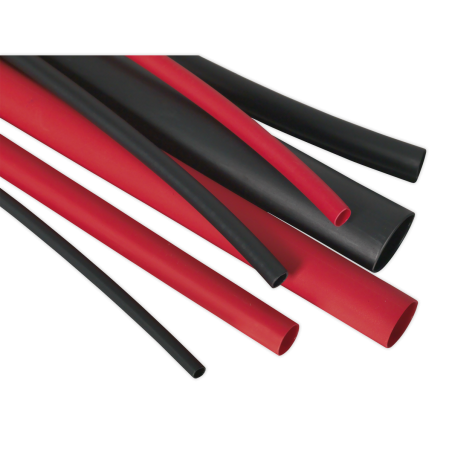 Assortiment de gaines thermorétractables 72 pièces doublées d'adhésif noir et rouge 200 mm