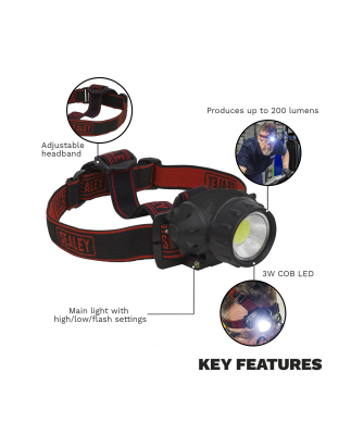 Head Torch 3W COB LED