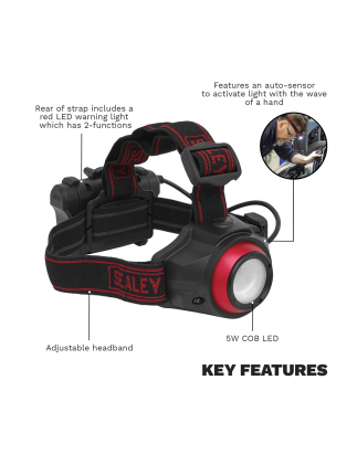 Rechargeable Head Torch 5W COB LED Auto-Sensor