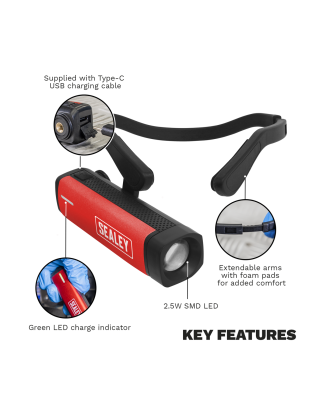 Rechargeable Head Torch 2.5W SMD LED