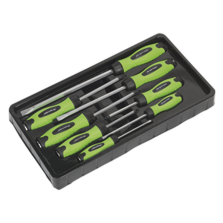 Screwdriver Set 8pc Hammer-Thru Hi-Vis Green