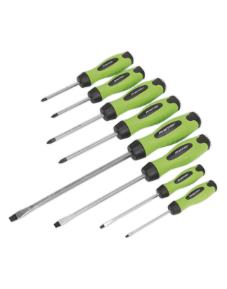 Screwdriver Set 8pc Hammer-Thru Hi-Vis Green