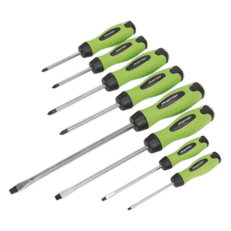 Screwdriver Set 8pc Hammer-Thru Hi-Vis Green