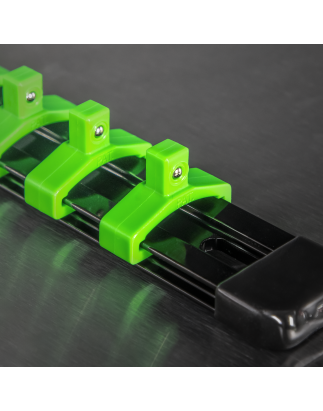 Socket Retaining Rail with 16 Clips 1/4"Sq Drive - Hi-Vis Green