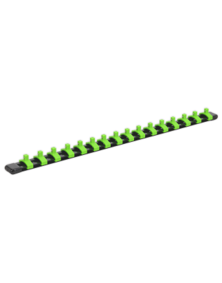 Socket Retaining Rail with 16 Clips 1/4"Sq Drive - Hi-Vis Green