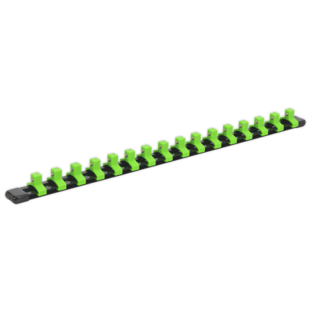 Socket Retaining Rail with 16 Clips 3/8"Sq Drive - Hi-Vis Green