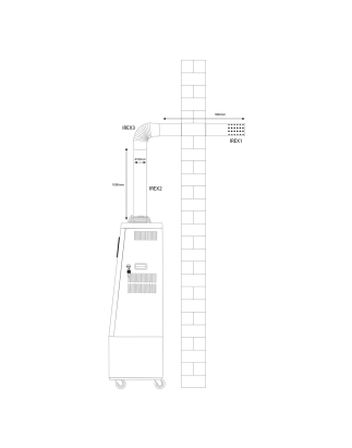 Tuyau d'échappement/conduit de fumée en acier inoxydable pour IR13/IR16 100 mm 900 mm