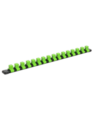 Socket Retaining Rail with 16 Clips 1/2"Sq Drive - Hi-Vis Green