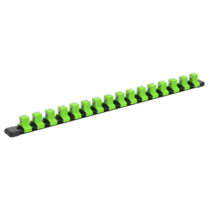 Socket Retaining Rail with 16 Clips 1/2"Sq Drive - Hi-Vis Green