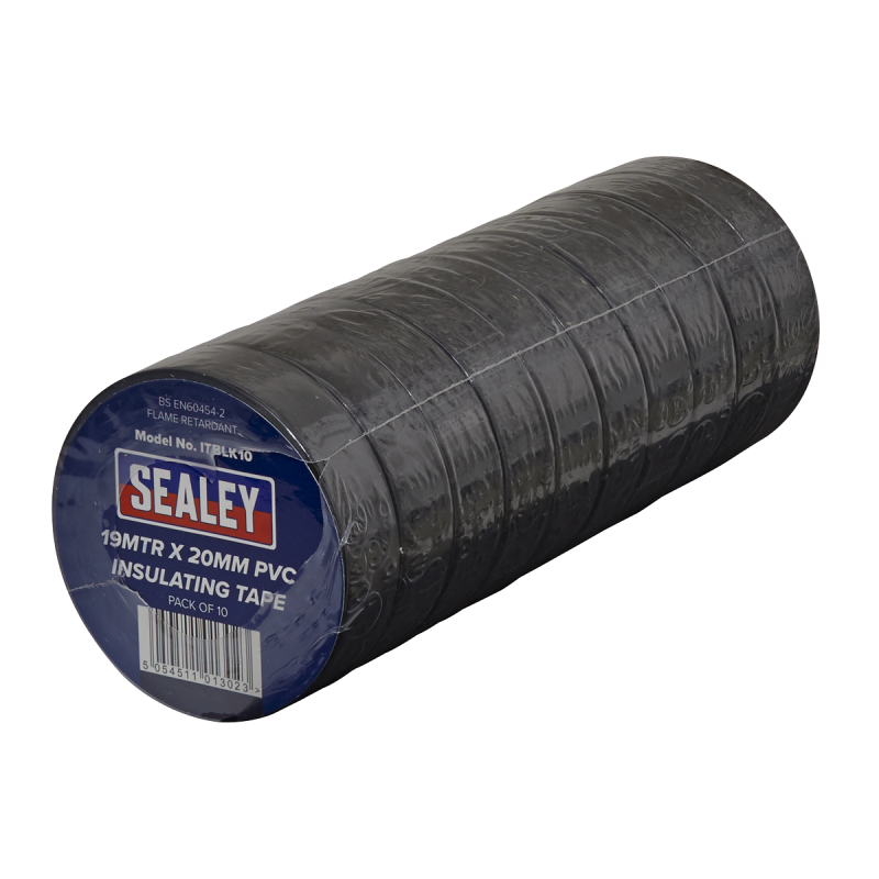 PVC Insulating Tape 19mm x 20m Black Pack of 10