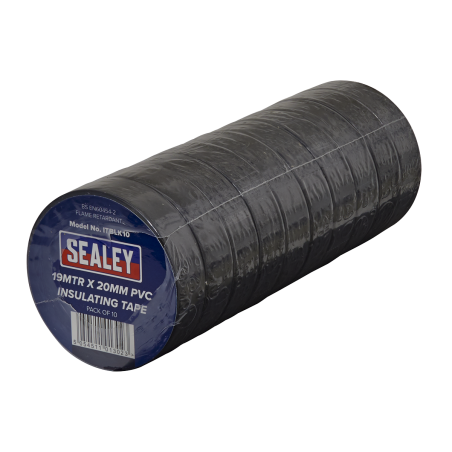 PVC Insulating Tape 19mm x 20m Black Pack of 10