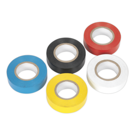 PVC Insulating Tape 19mm x 20m Mixed Colours Pack of 10