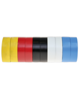 PVC Insulating Tape 19mm x 20m Mixed Colours Pack of 10