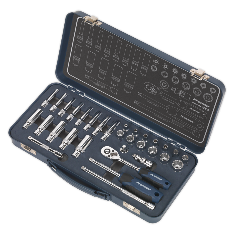 Socket Set 32pc 1/4"Sq Drive Lock-On™ 6pt Metric