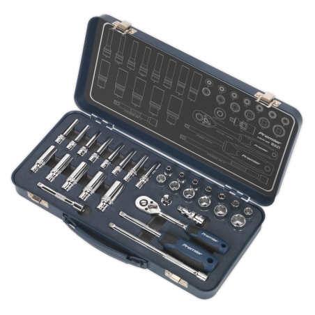 Socket Set 32pc 1/4"Sq Drive Lock-On™ 6pt Metric