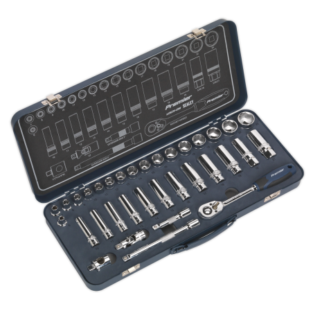 Socket Set 34pc 3/8"Sq Drive Lock-On™ 6pt Metric