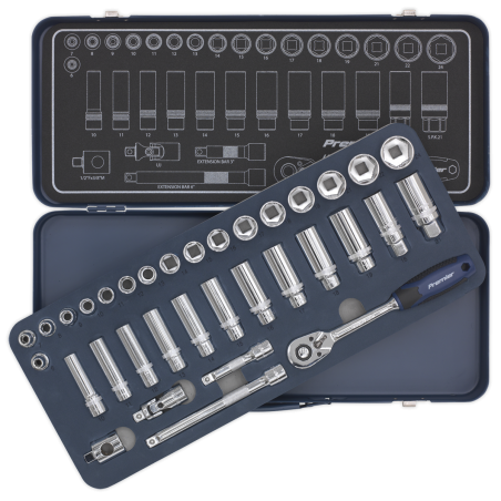 Socket Set 34pc 3/8"Sq Drive Lock-On™ 6pt Metric