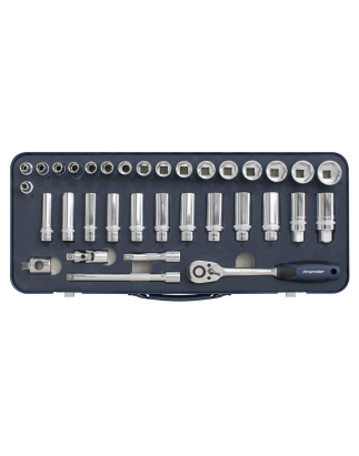 Socket Set 34pc 3/8"Sq Drive Lock-On™ 6pt Metric