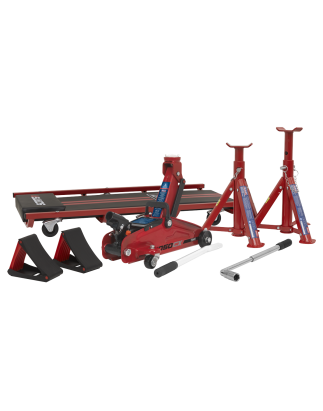 Lifting Kit (Inc Jack, Axle Stands, Creeper, Chocks & Wrench) 5pc - 2 Tonne