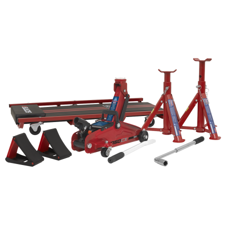 Lifting Kit (Inc Jack, Axle Stands, Creeper, Chocks & Wrench) 5pc - 2 Tonne