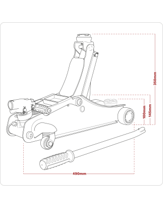 180° Handle Low Profile Short Chassis Trolley Jack 2 Tonne - Red