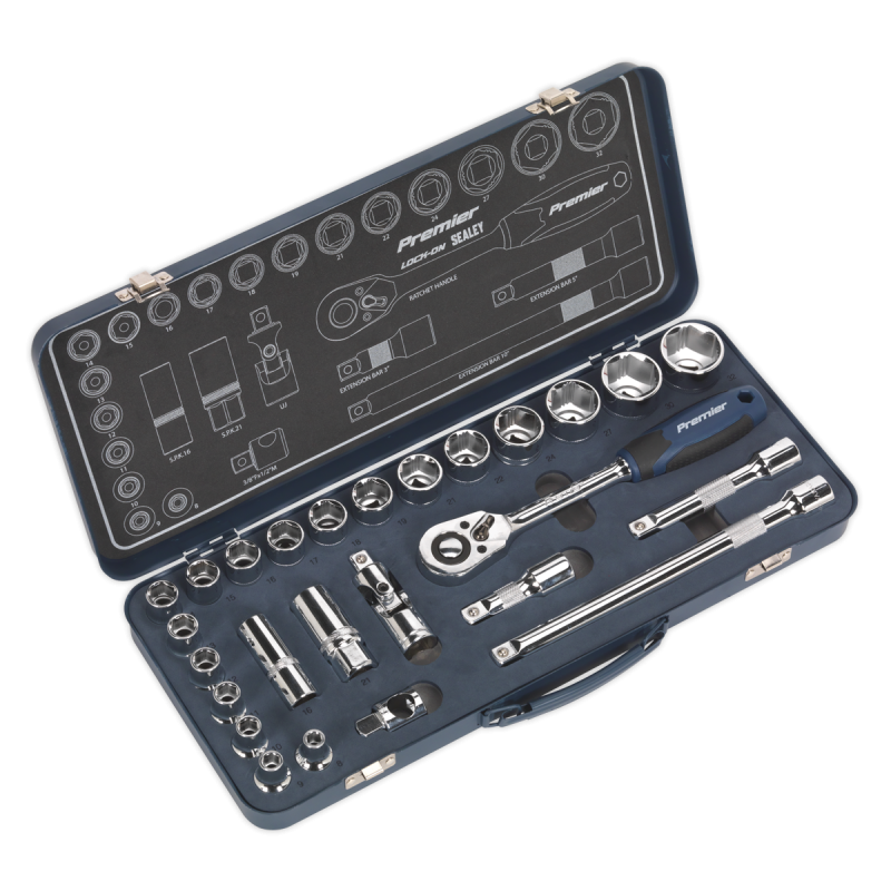 Socket Set 26pc 1/2"Sq Drive Lock-On™ 6pt Metric