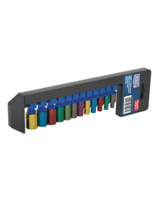 Multi-Coloured Socket Set 12pc 1/4"Sq Drive 6pt WallDrive® Metric