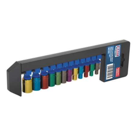 Multi-Coloured Socket Set 12pc 1/4"Sq Drive 6pt WallDrive® Metric