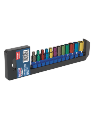 Multi-Coloured Socket Set 12pc 1/4"Sq Drive 6pt WallDrive® Metric