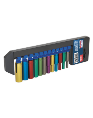 Multi-Coloured Socket Set 12pc 1/4"Sq Drive Deep WallDrive® Metric