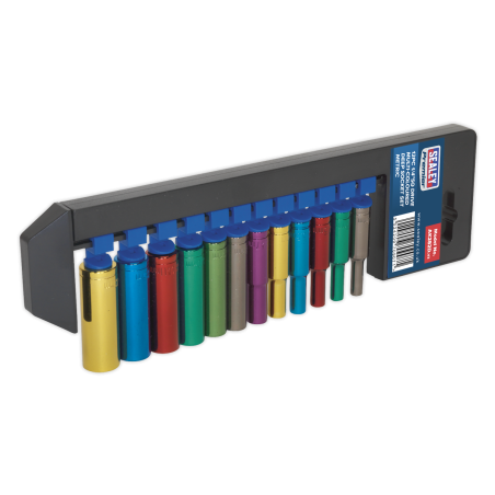 Multi-Coloured Socket Set 12pc 1/4"Sq Drive Deep WallDrive® Metric