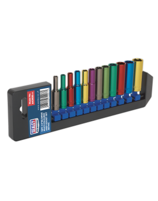 Multi-Coloured Socket Set 12pc 1/4"Sq Drive Deep WallDrive® Metric