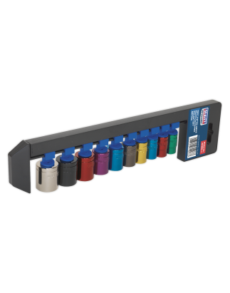 Jeu de douilles multicolores 10 pièces 3/8"Sq Drive 6pt WallDrive® métrique